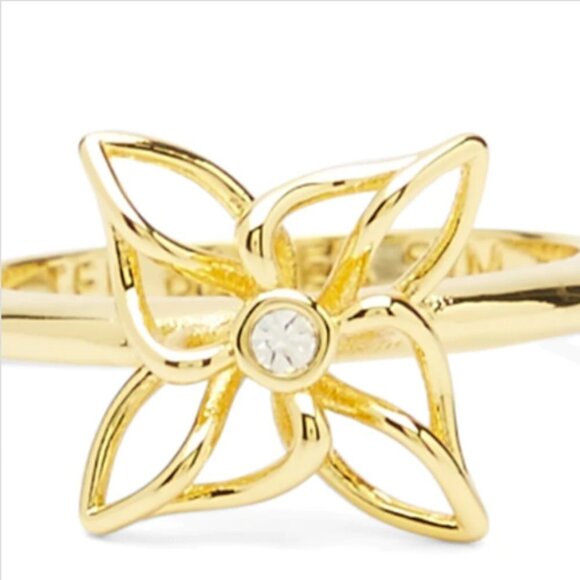 💕TED BAKER LONDON💕 Gold Mini Crystal Breeze Ring (M/L) NWT - Picture 4 of 8